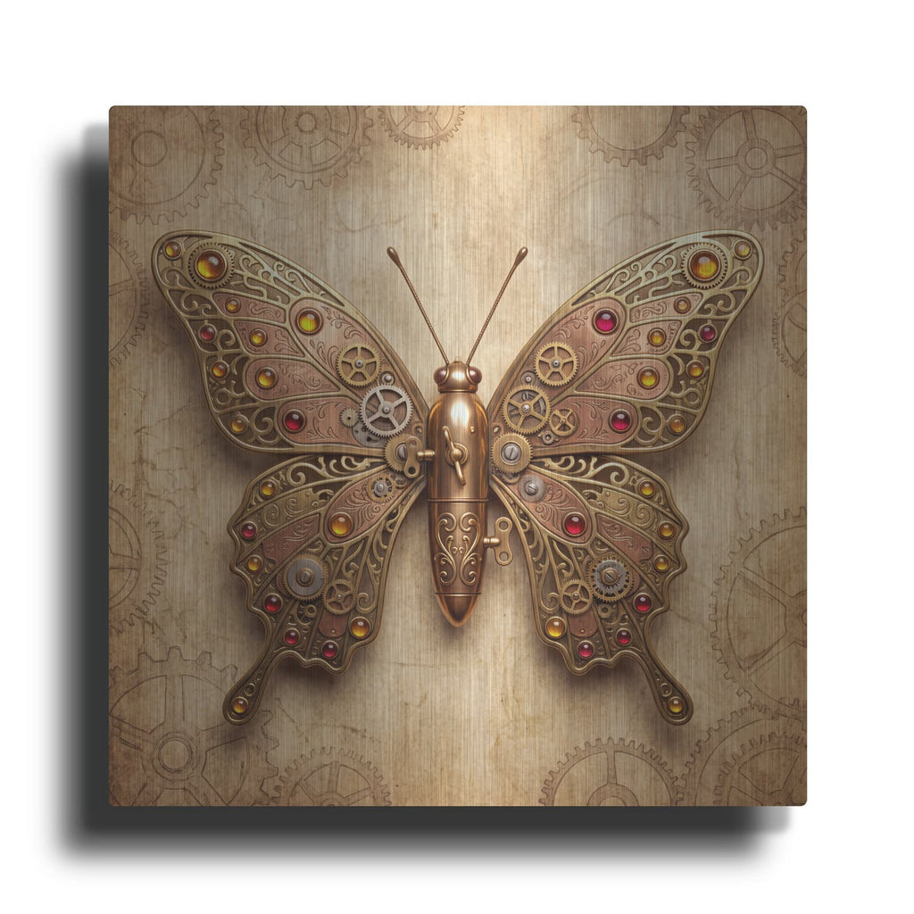 'Steampunk Butterfly Ruby Copper' by Veve – Metal Wall Art