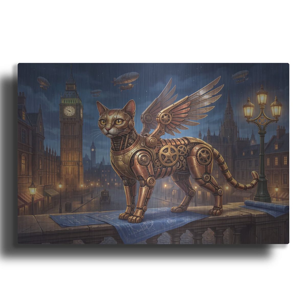'Steampunk Cat' by Veve – Metal Wall Art