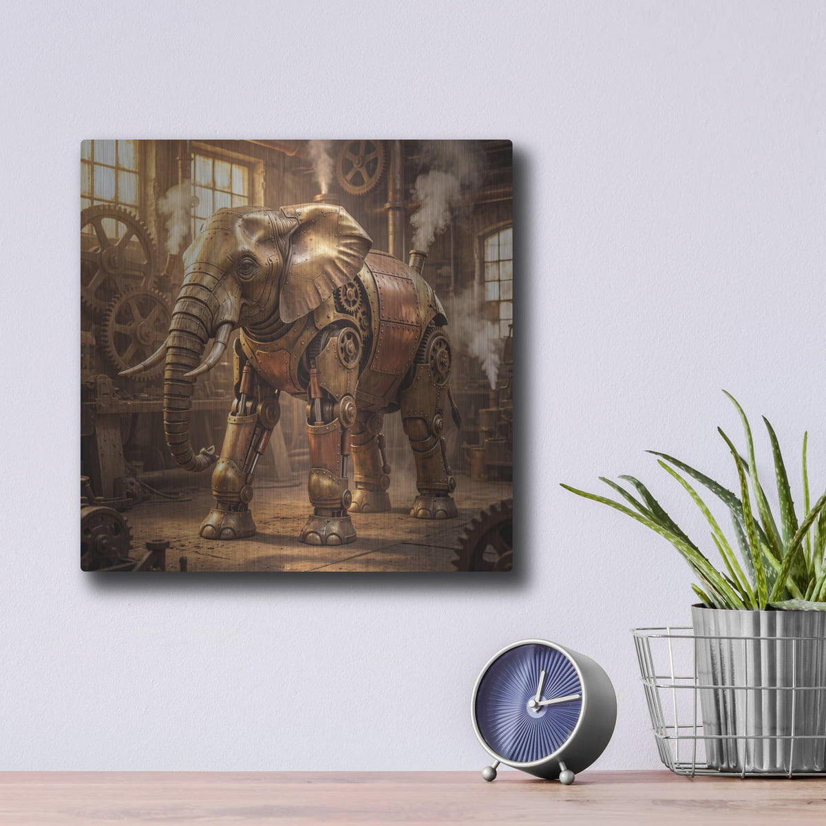 'Steampunk Dragon' by Veve – Metal Wall Art, 12x12 room view