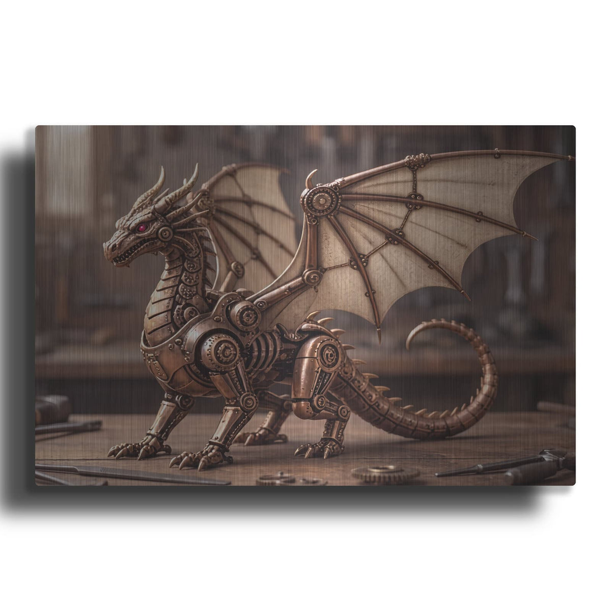 'Steampunk Dragonfly - Parchment Voyager' by Veve – Metal Wall Art
