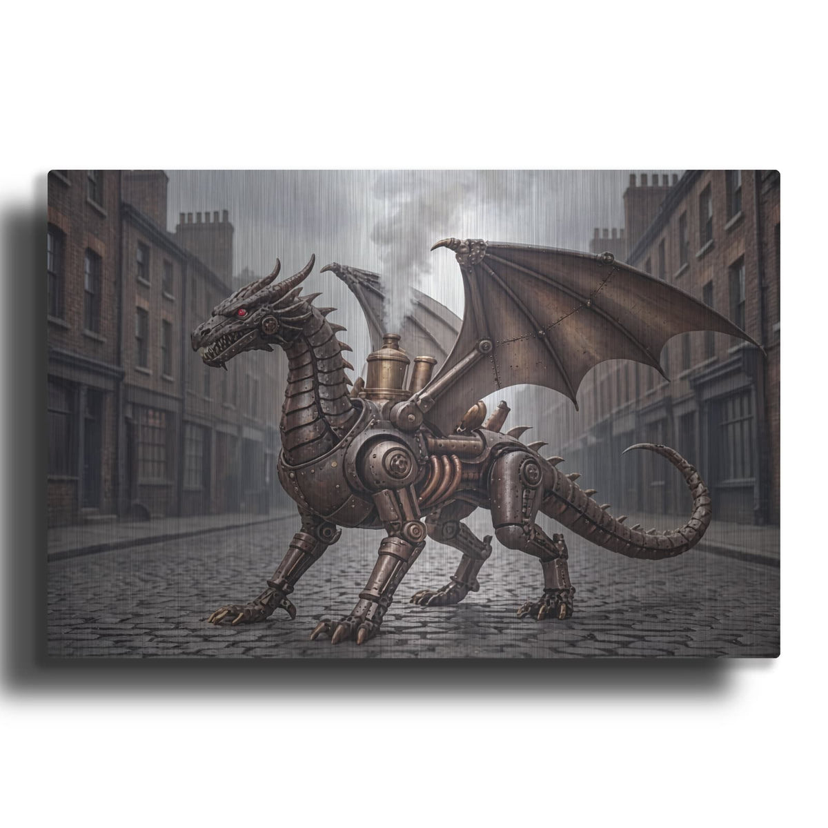 'Steampunk Dragonfly Cobblestone Street Stroller' by Veve – Metal Wall Art