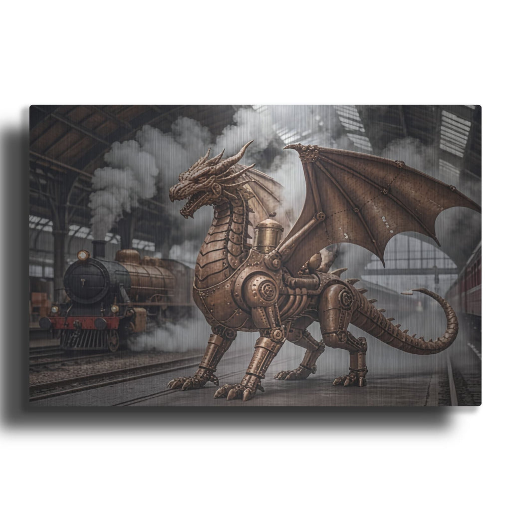 'Steampunk Dragonfly Station Steamer' by Veve – Metal Wall Art