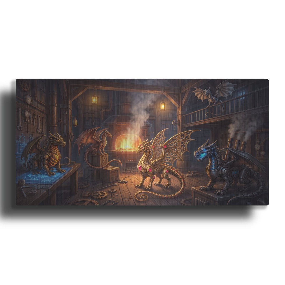 'Steampunk Dragons The Forge Council of Five' by Veve – Metal Wall Art