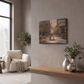 'Steampunk Eagle Chronos Double Clock' by Veve – Metal Wall Art, 16x12 room view