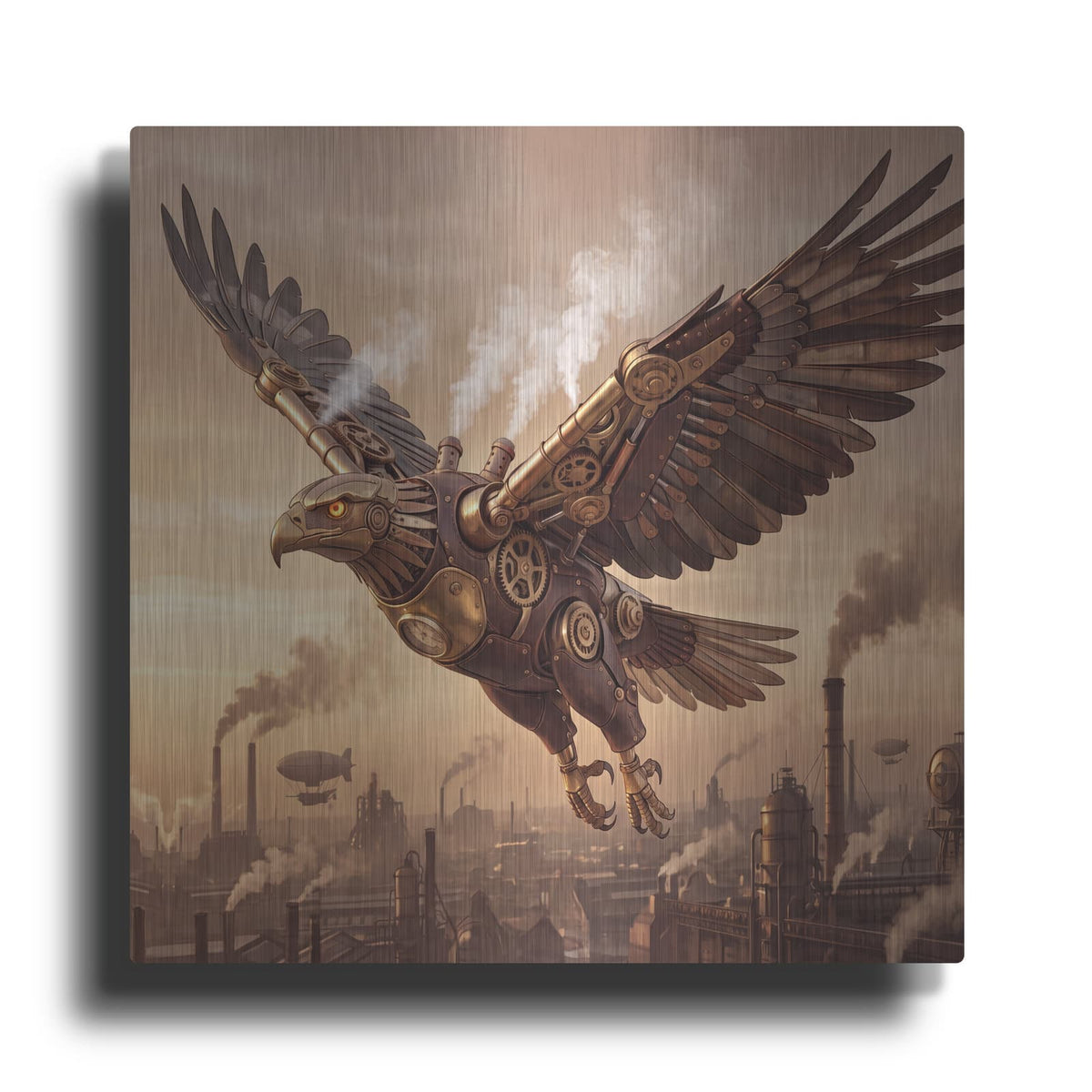 'Steampunk Eagle City' by Veve – Metal Wall Art