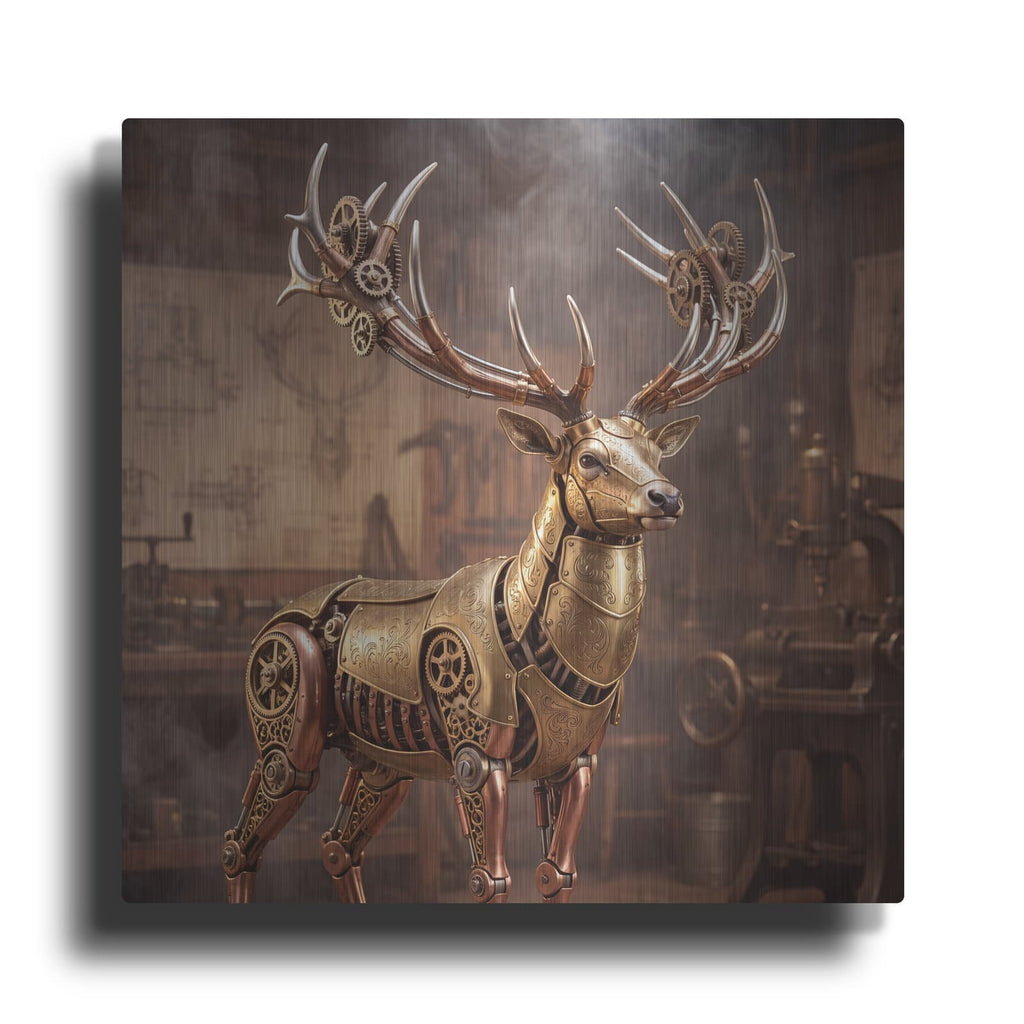 'Steampunk Golden Antler' by Veve – Metal Wall Art