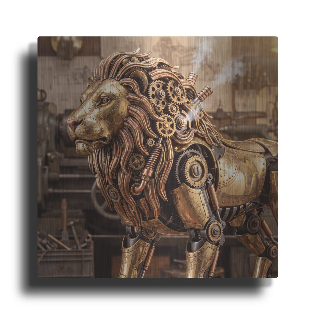 'Steampunk Lion' by Veve – Metal Wall Art