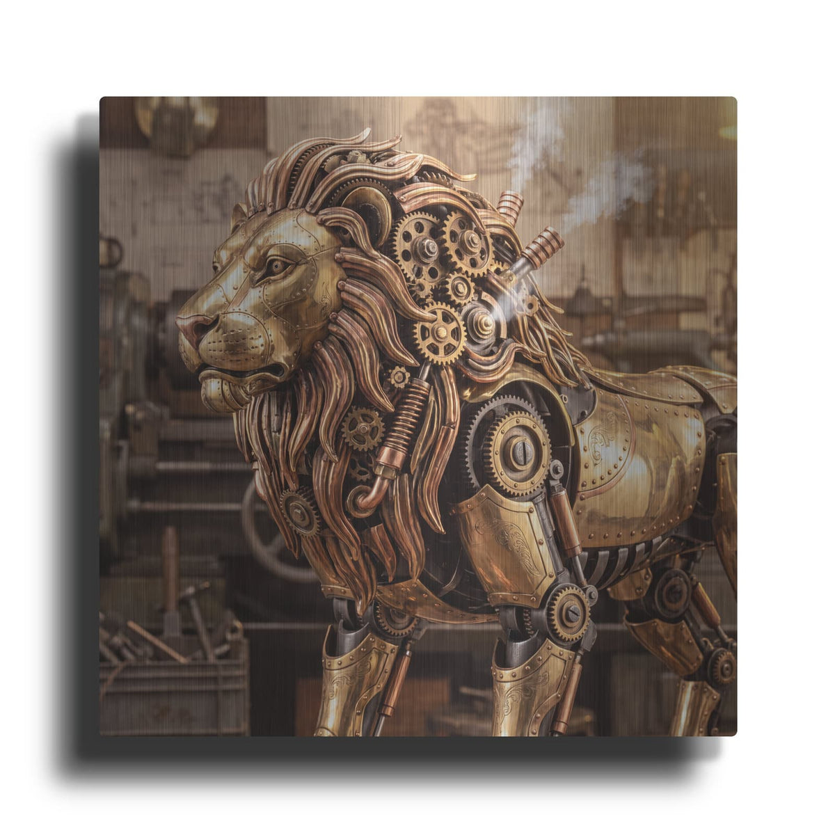 'Steampunk Lion' by Veve – Metal Wall Art