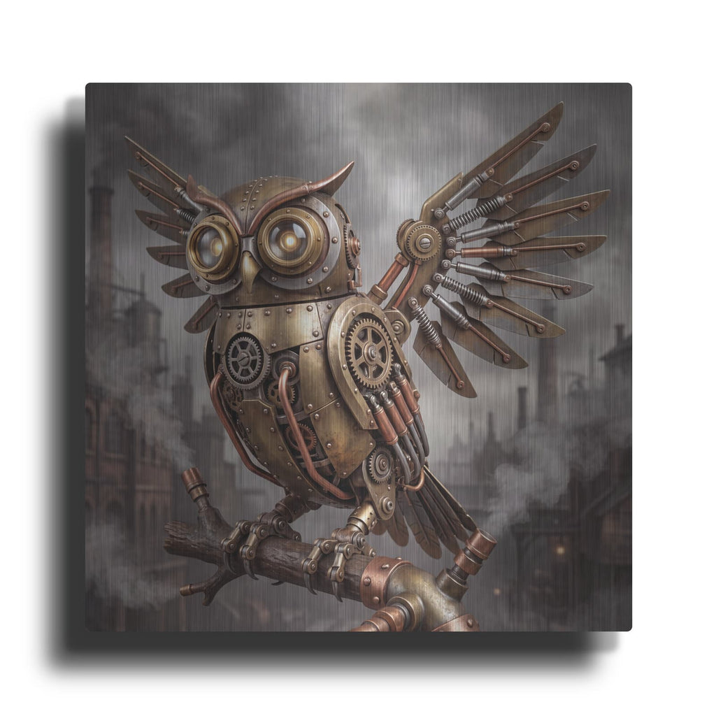 'Steampunk Owl' by Veve – Metal Wall Art