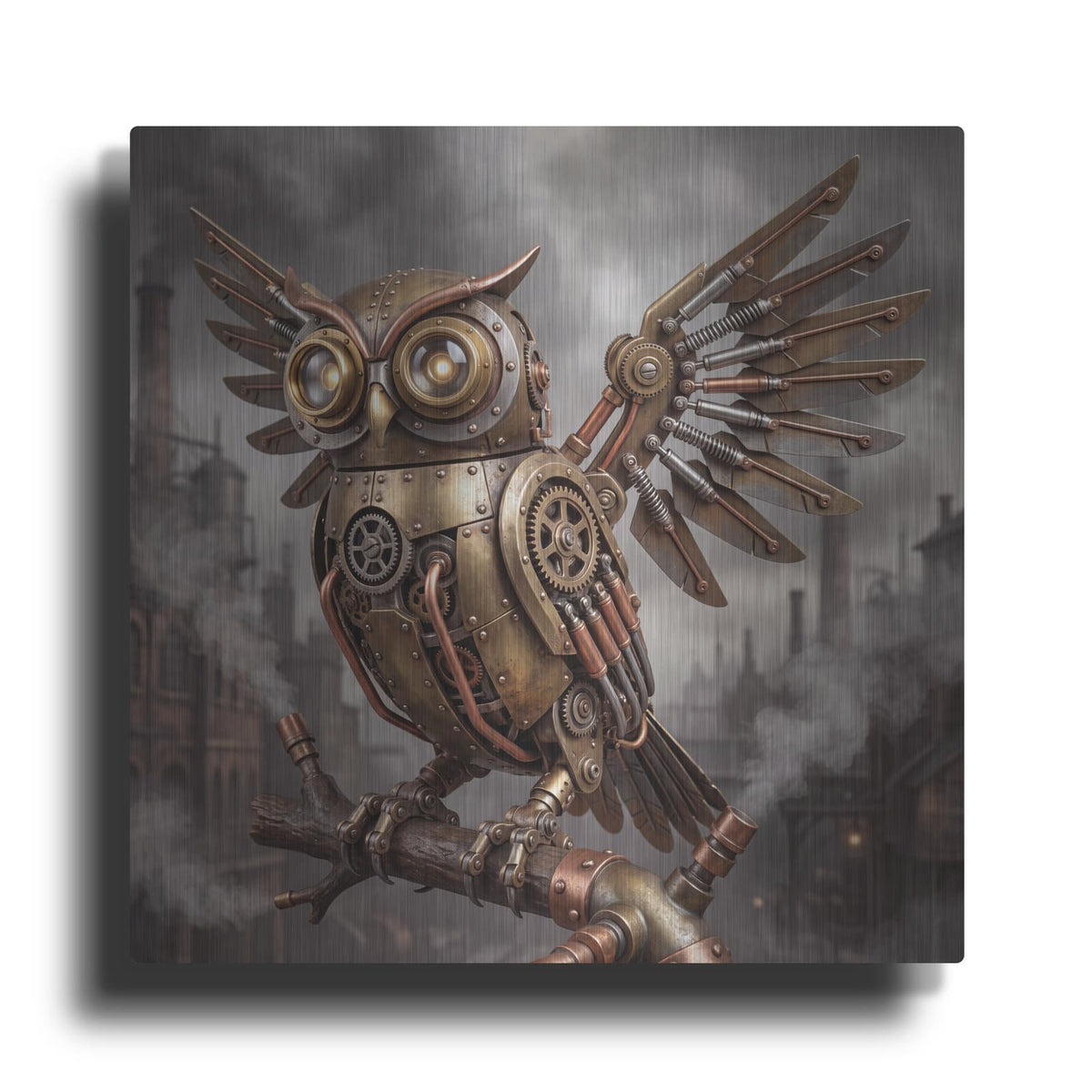 'Steampunk Owl' by Veve – Metal Wall Art