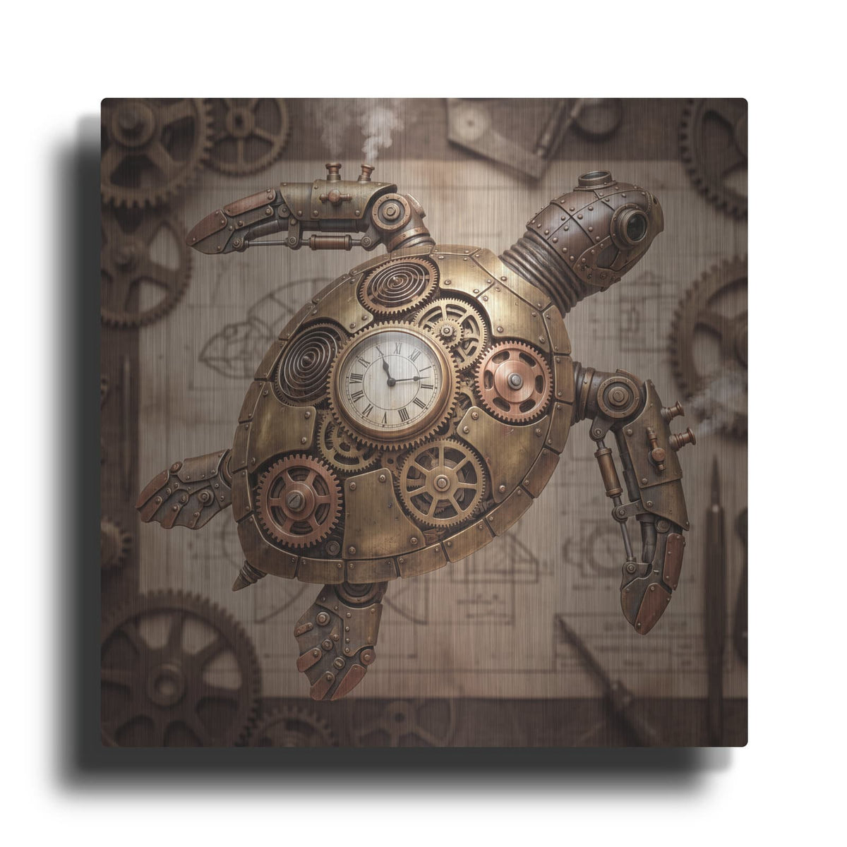 'Steampunk Sea Turtle' by Veve – Metal Wall Art