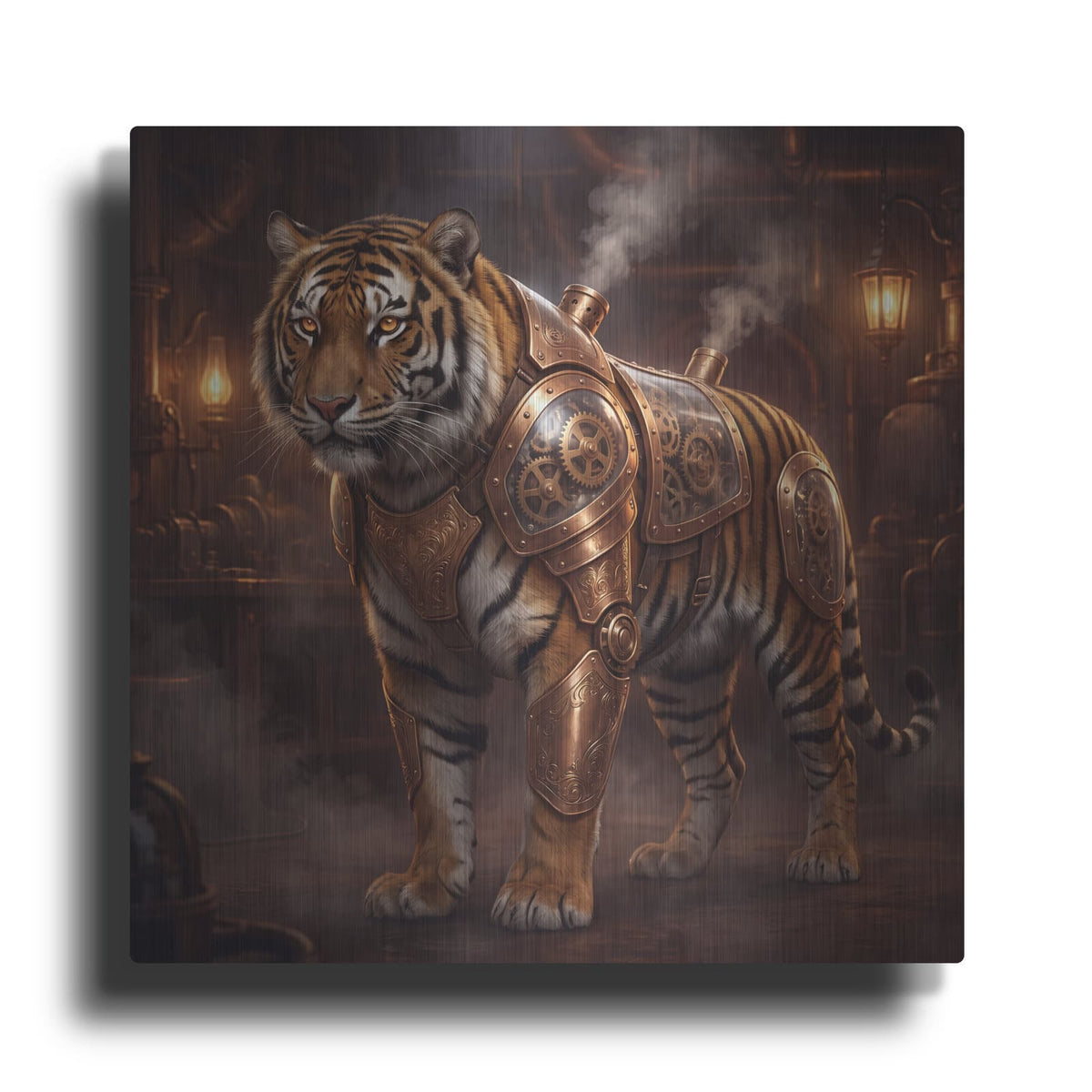 'Steampunk Tiger The Armored Forge Guardian' by Veve – Metal Wall Art