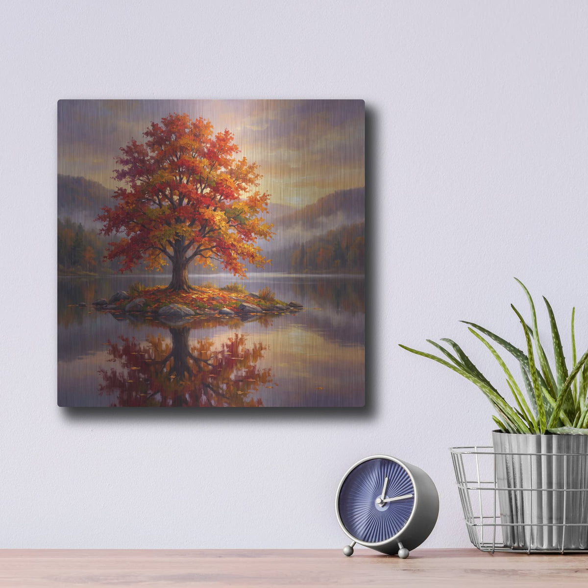 'Sugar Maple Reflection' by Veve – Metal Wall Art, 12x12 room view
