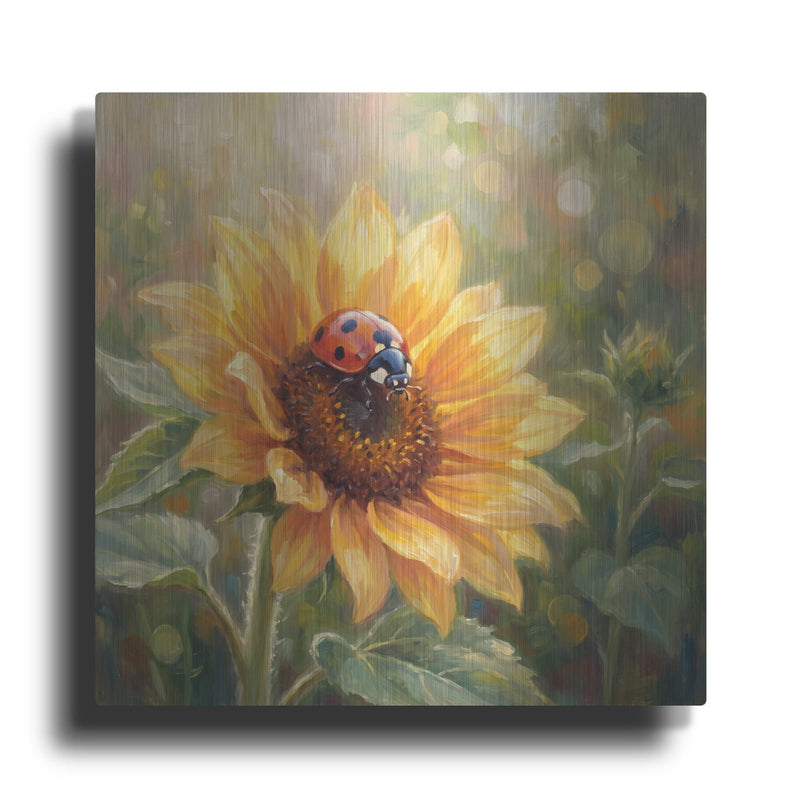 'Sunflower and Ladybug' by Veve – Metal Wall Art