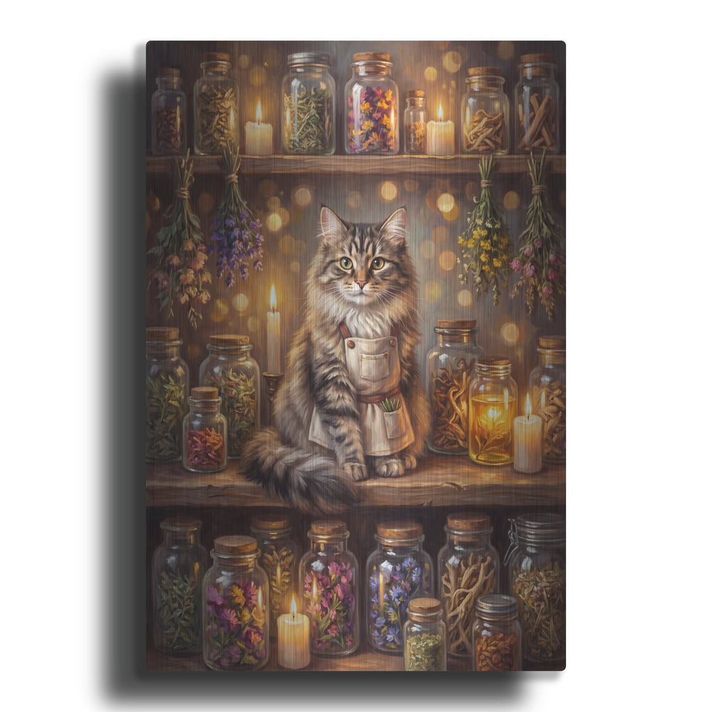 'The Apothecary Cat' by Veve – Metal Wall Art