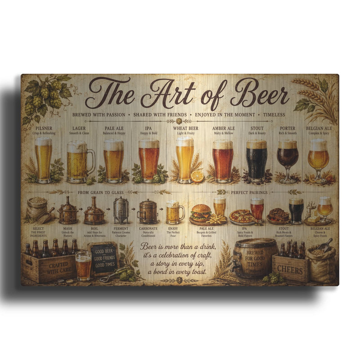 'The Art of Beer' by Veve – Metal Wall Art