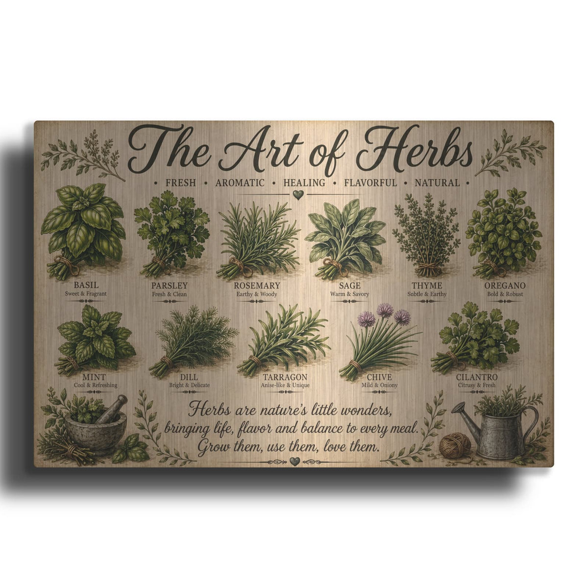 'The Art of Herbs' by Veve – Metal Wall Art