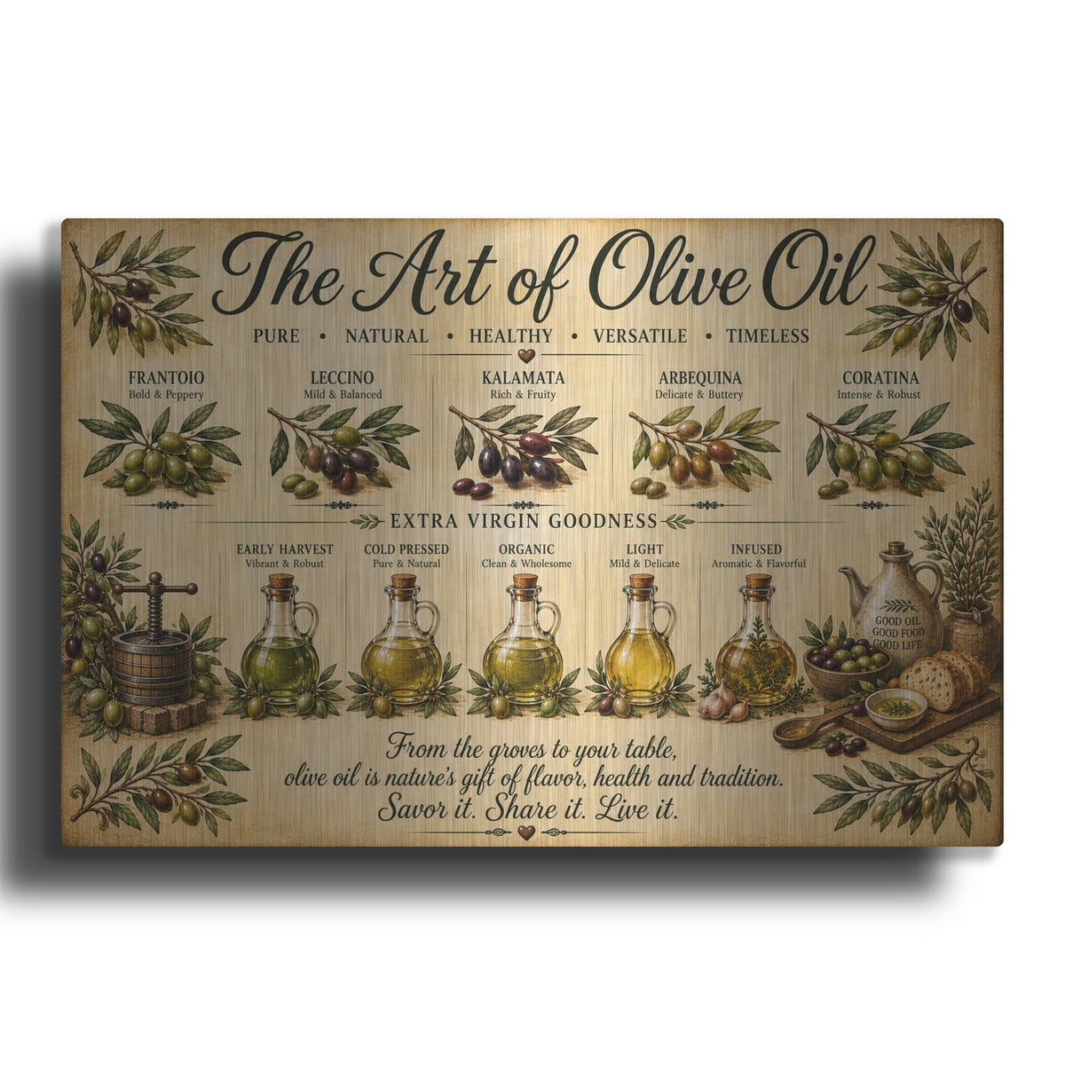 'The Art of Olive Oil' by Veve – Metal Wall Art