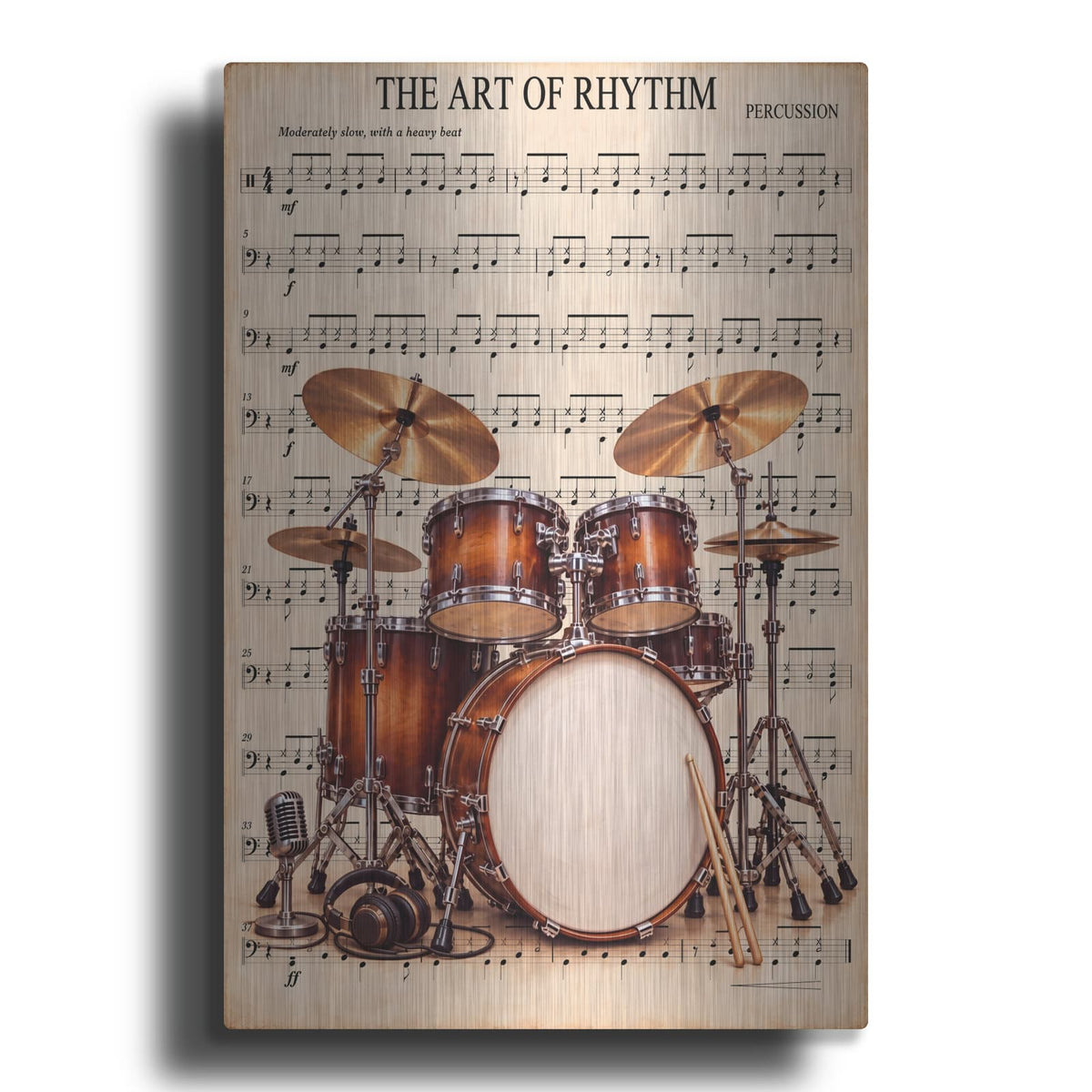 'The Art of Rhythm — Vintage Drums' by Veve – Metal Wall Art