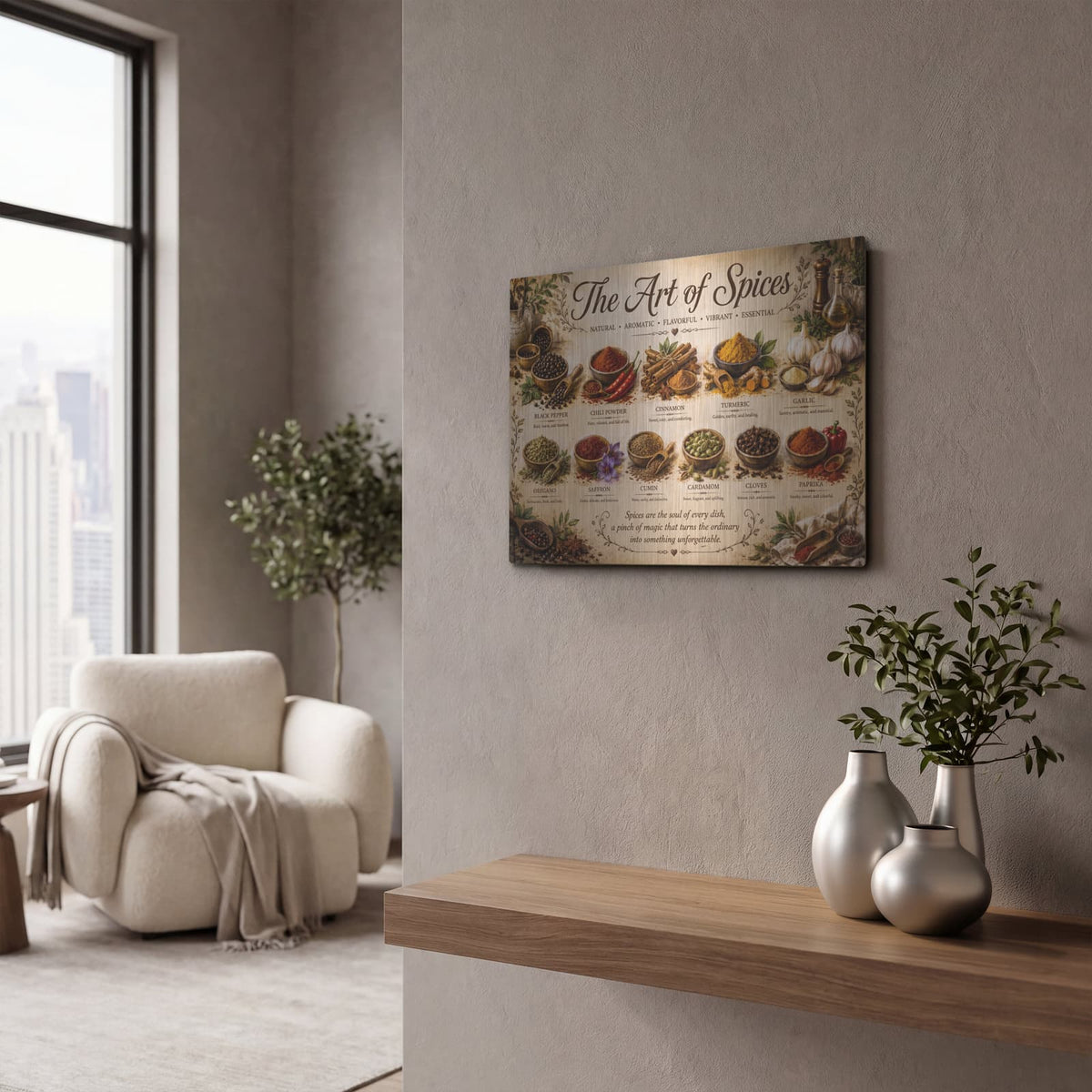 'The Art of Spices' by Veve – Metal Wall Art, 16x12 room view
