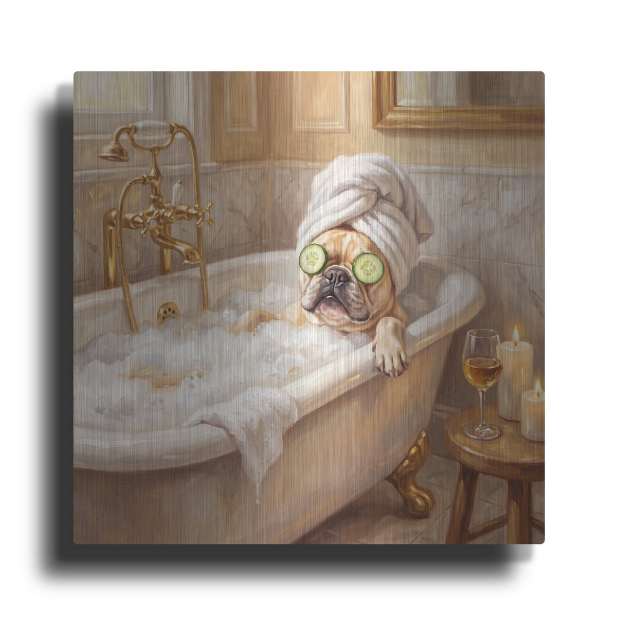 'The Frenchie Spa Day' by Veve – Metal Wall Art