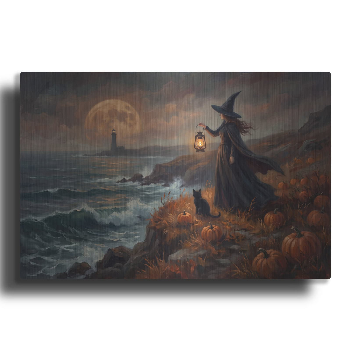 'The Lantern on Harvest Cliffs' by Veve – Metal Wall Art