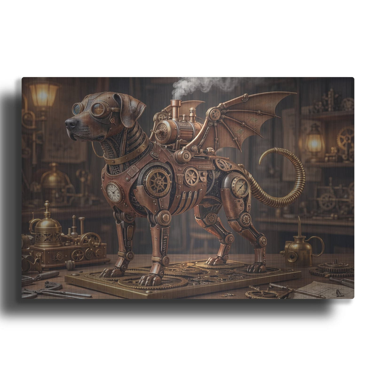 'The Steampunk Lab - Dragon Dog' by Veve – Metal Wall Art