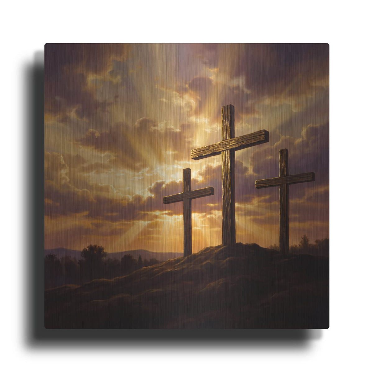'Three Crosses I' by Veve – Metal Wall Art