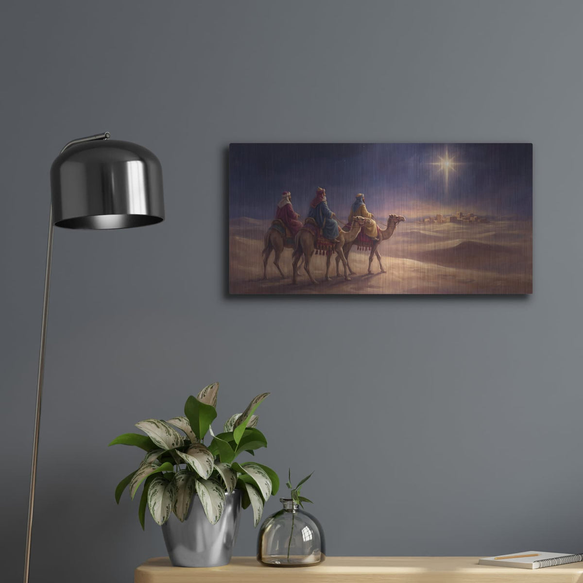 'Three Wise Men' by Veve – Metal Wall Art, 24x12 room view