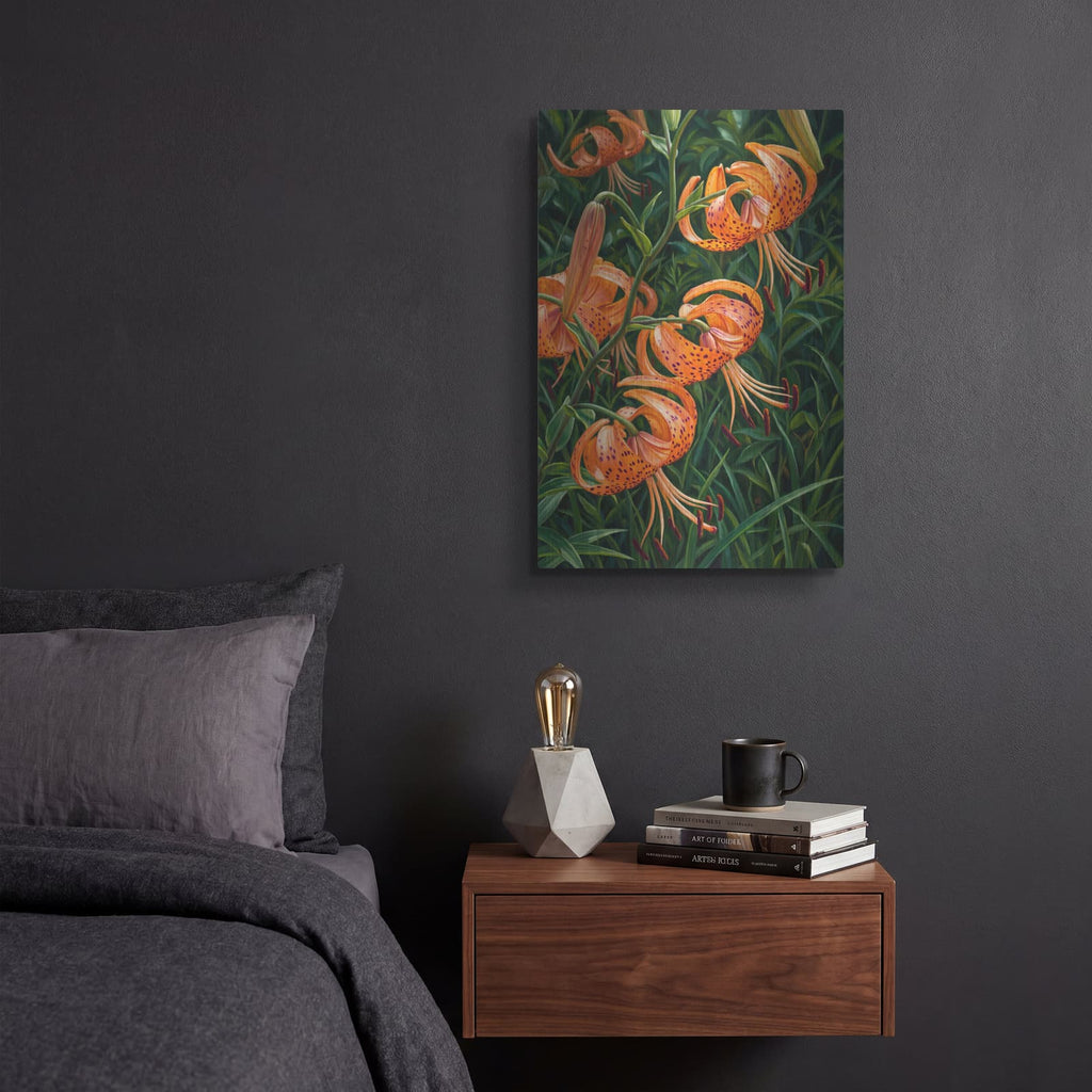 'Tiger Lily Dance' by Veve – Metal Wall Art, 12x16 room view
