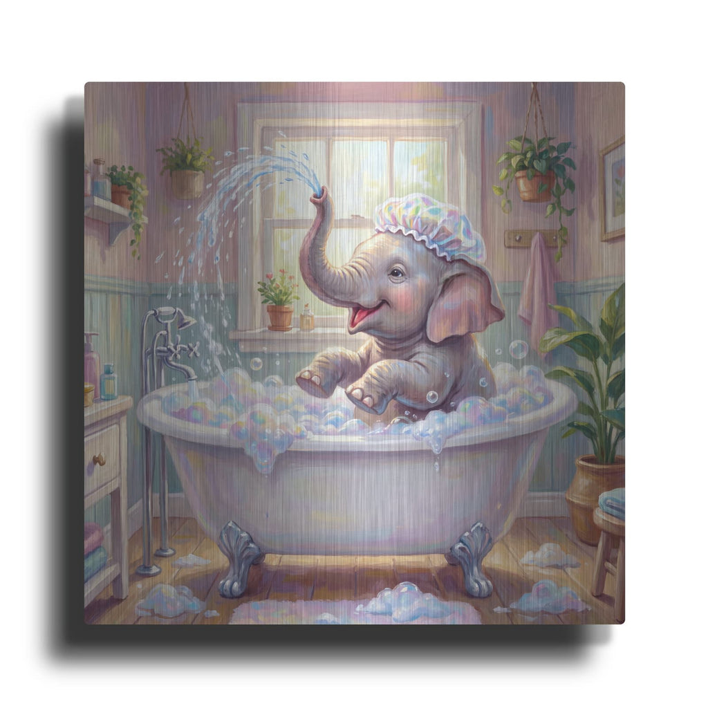 'Tiny Trunk, Big Splash' by Veve – Metal Wall Art