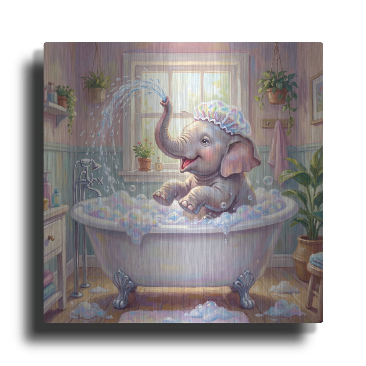 'Tiny Trunk, Big Splash' by Veve – Metal Wall Art