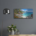 'Tropical Seychelles Beach' by Veve – Metal Wall Art, 24x12 room view