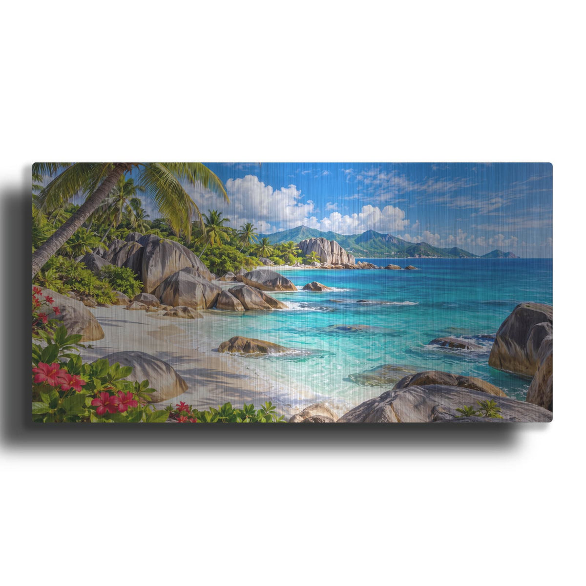 'Tropical Seychelles Beach' by Veve – Metal Wall Art