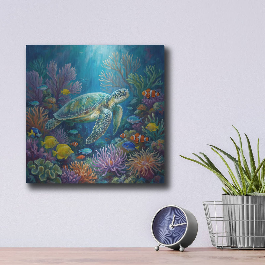 'Turtle's Paradise' by Veve – Metal Wall Art, 12x12 room view