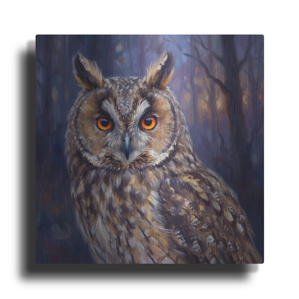 'Twilight Tufts Long Eared Owl at Dusk' by Veve – Metal Wall Art