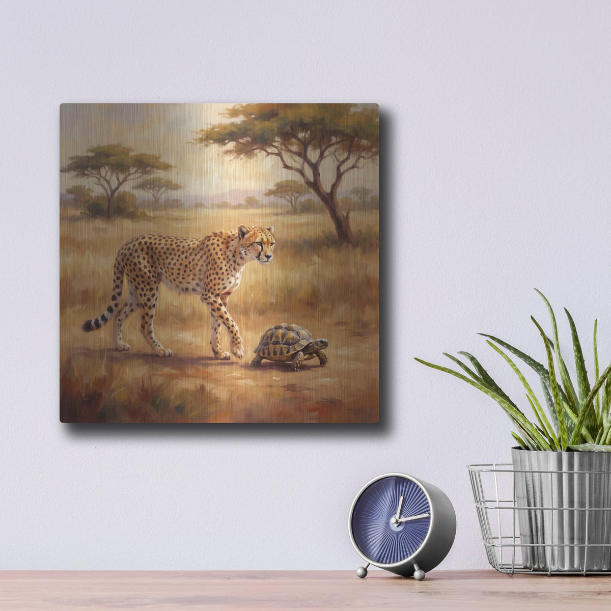 'Unexpected Friendship Fast and Slow' by Veve – Metal Wall Art, 12x12 room view