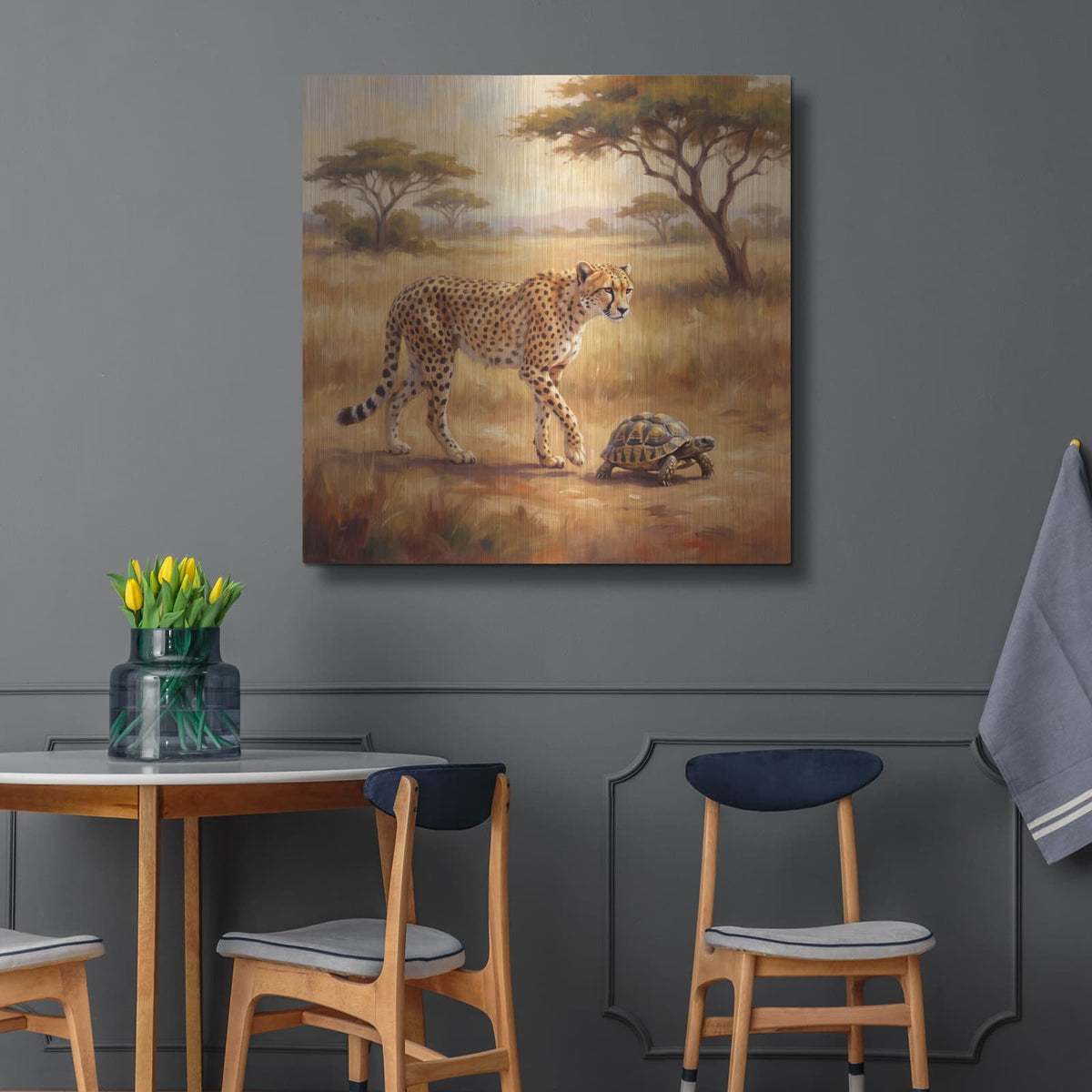 'Unexpected Friendship Fast and Slow' by Veve – Metal Wall Art, 36x36 room view