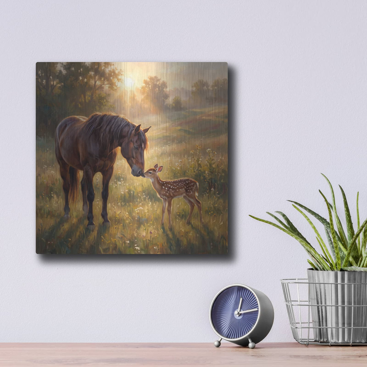 'Unexpected Friendship Nose to Nose' by Veve – Metal Wall Art, 12x12 room view