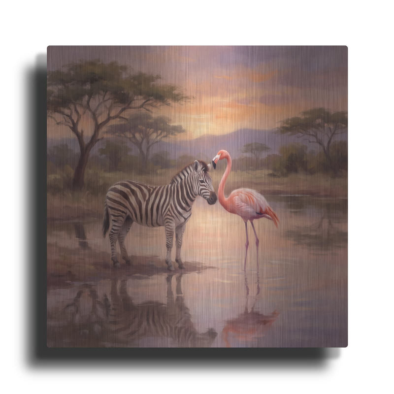 'Unexpected Friendship Stripes and Pink' by Veve – Metal Wall Art