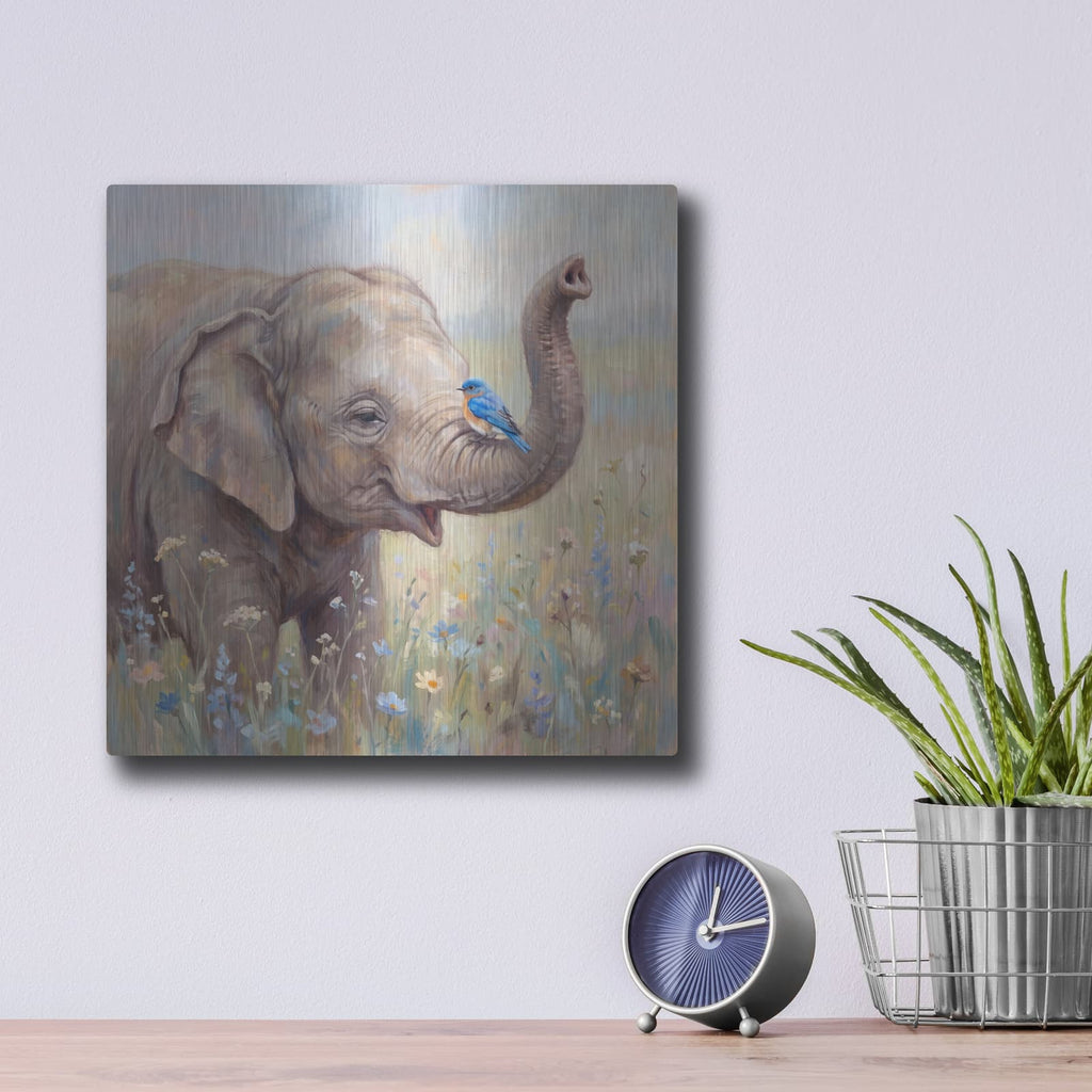 'Unexpected Friendship Trunk Hello' by Veve – Metal Wall Art, 12x12 room view