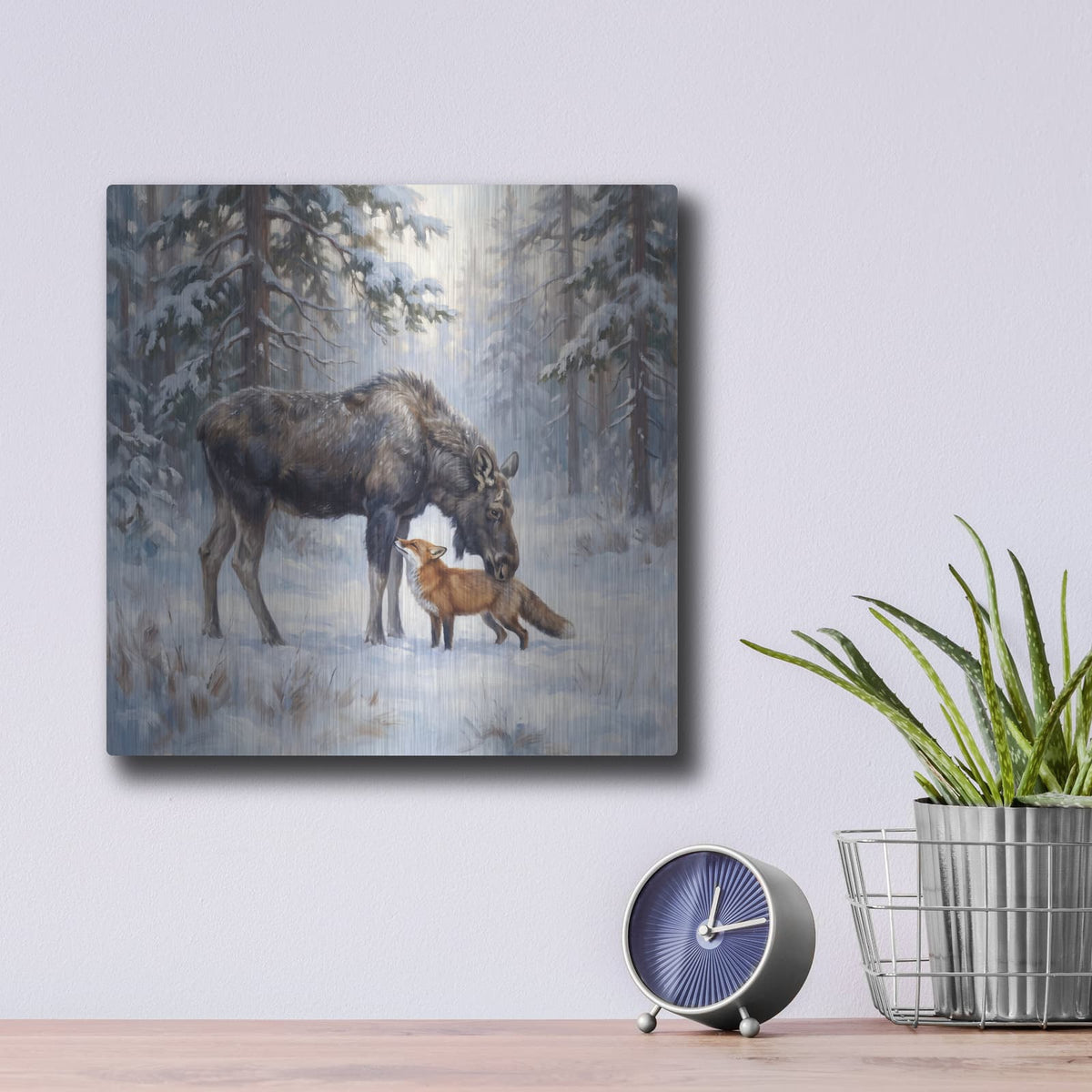 'Unexpected Friendship Winter's Warmth' by Veve – Metal Wall Art, 12x12 room view