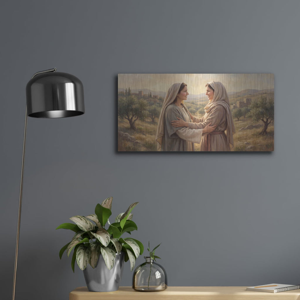 'Visitation of Mary to Elizabeth' by Veve – Metal Wall Art, 24x12 room view