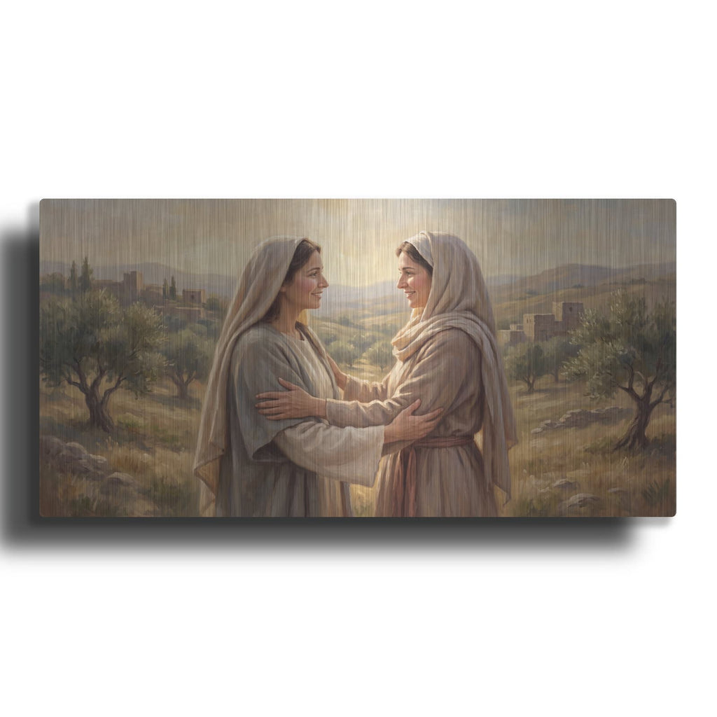 'Visitation of Mary to Elizabeth' by Veve – Metal Wall Art