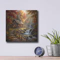 'Waterfall Beside Woodland Cabin' by Veve – Metal Wall Art, 12x12 room view