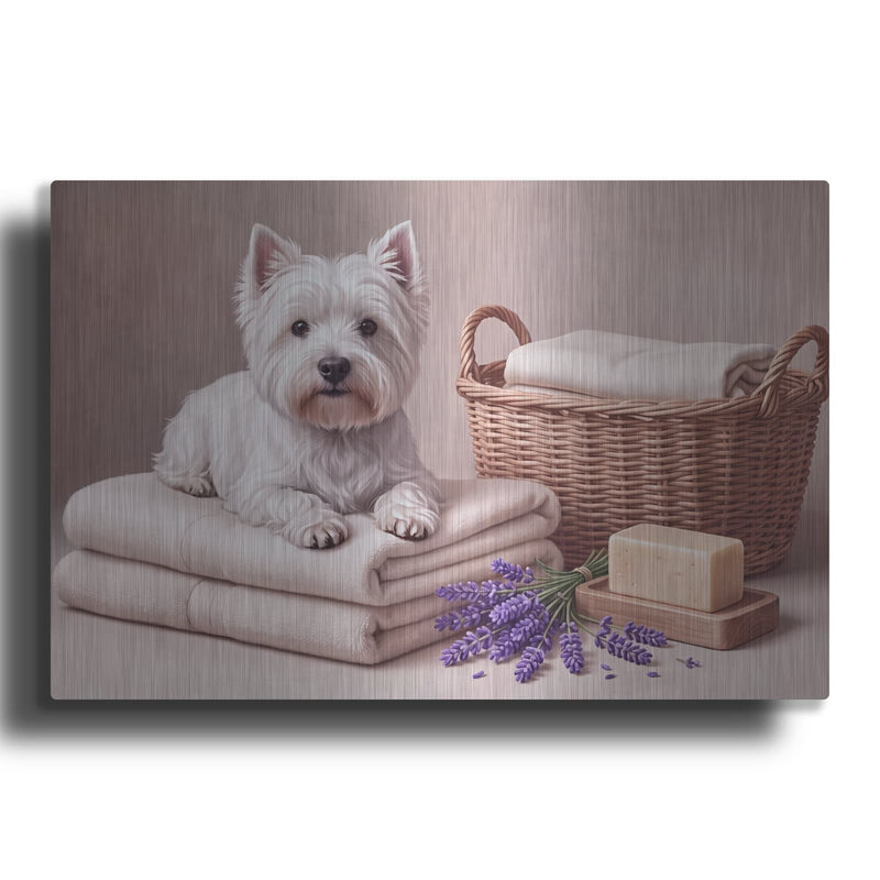 'Westie Laundry Room Helper' by Veve – Metal Wall Art