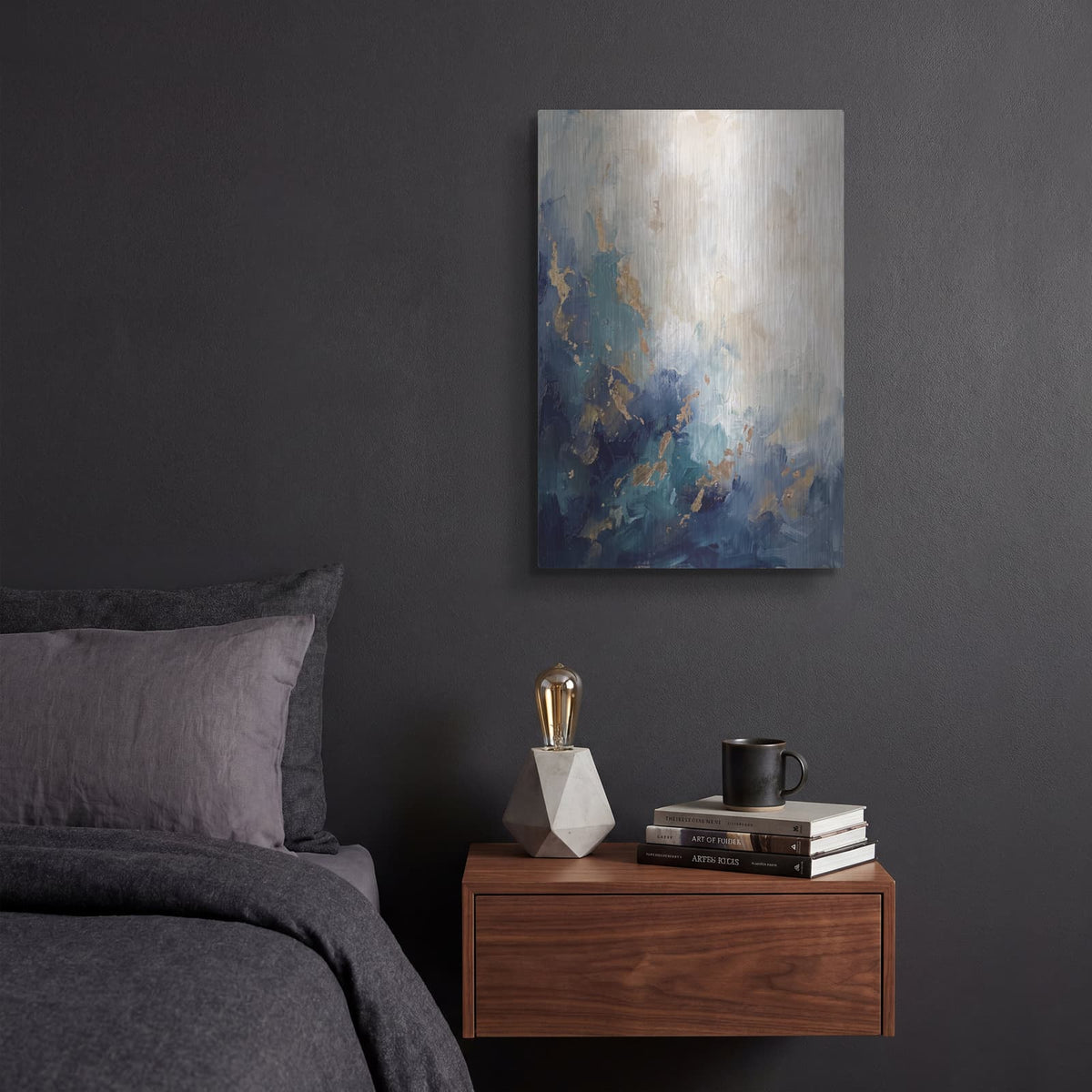 'Whispered Depths' by Veve – Metal Wall Art, 12x16 room view