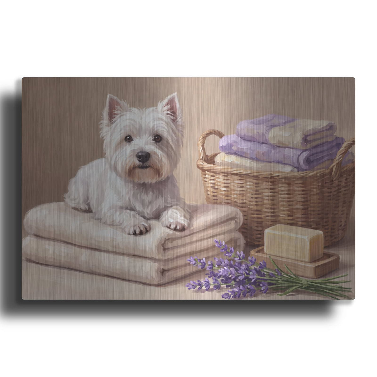 'White Terrier Laundry Room Helper' by Veve – Metal Wall Art