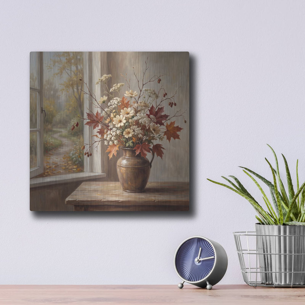 'Wildflowers and Maple Leaves' by Veve – Metal Wall Art, 12x12 room view