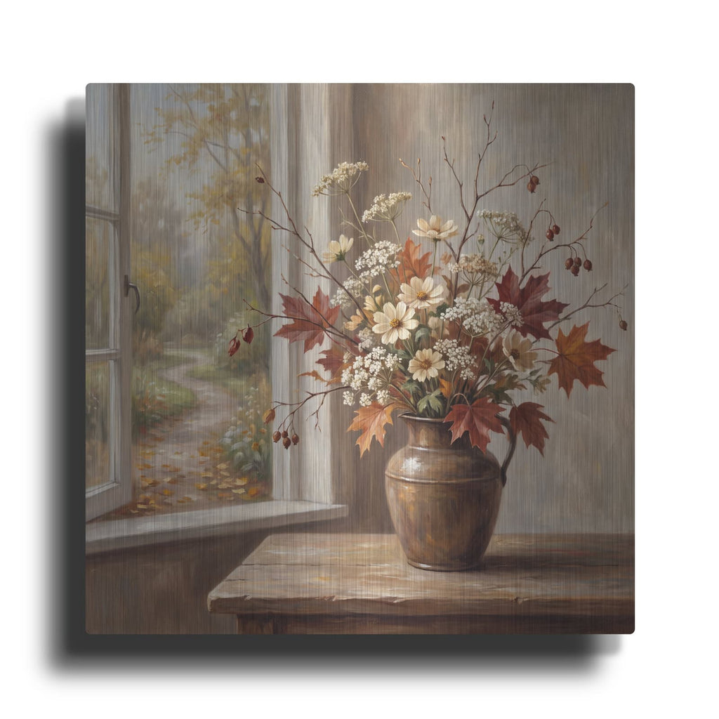'Wildflowers and Maple Leaves' by Veve – Metal Wall Art